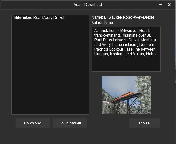 Asset Download Window